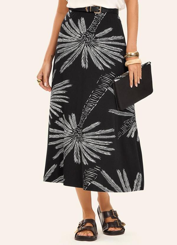 Vista 2 Saia Midi Feminina Viscotorcion Preto Rovitex Rovitex