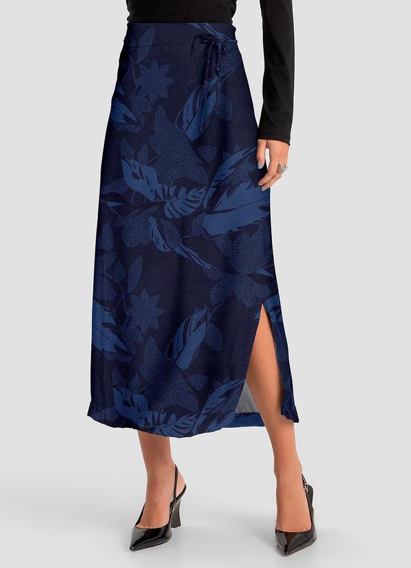 Saia Midi Feminino em Tecido Viscose Azul