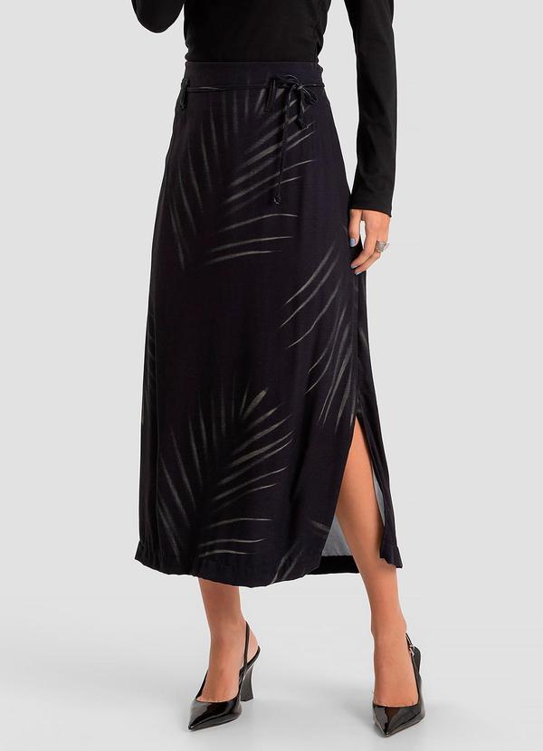 Saia Midi Feminino em Tecido Viscose Preto