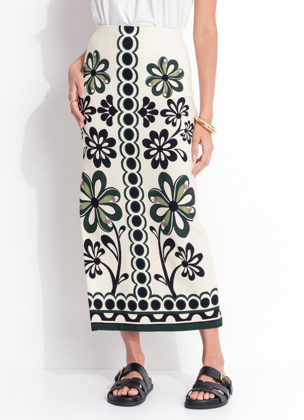 Saia Midi Florara Preto
