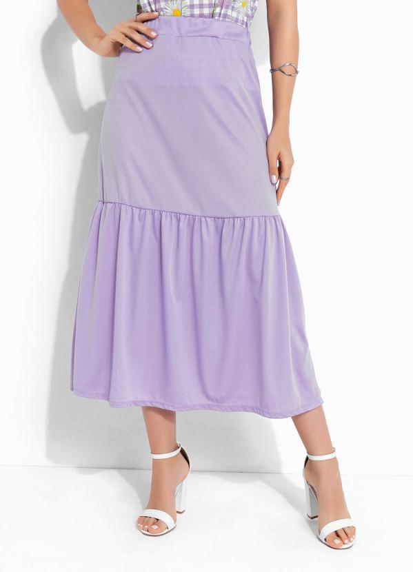 Vista 2 Saia Midi Lilás com Fenda Rosalie Rosalie