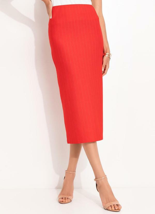 Saia Midi Listrada Vermelho
