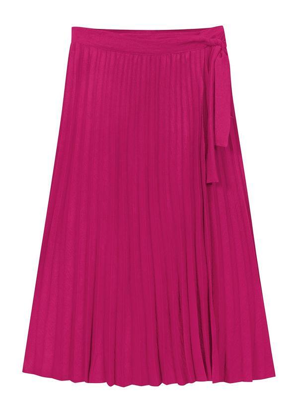 Vista 2 Saia Midi Plissada Feminina Rosa Marialícia Marialícia