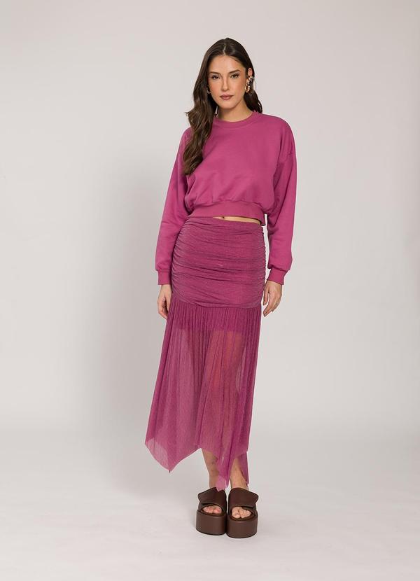 Saia Midi Plissada Roxo