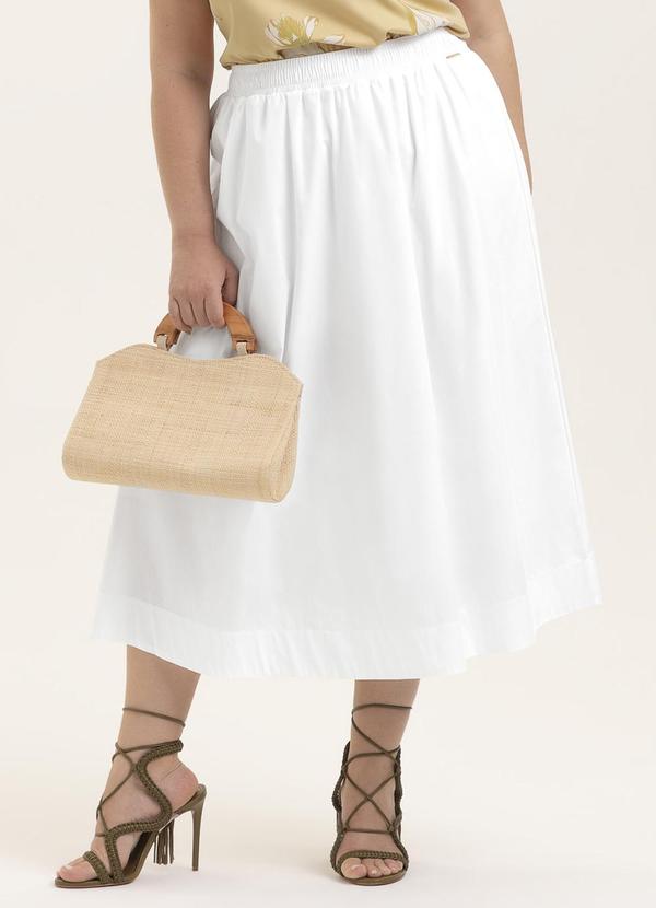 Saia Midi Plus Size em Tricoline com Elastano Bra