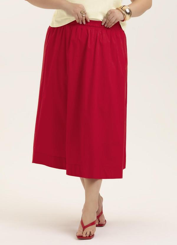 Saia Midi Plus Size em Tricoline com Elastano Ver