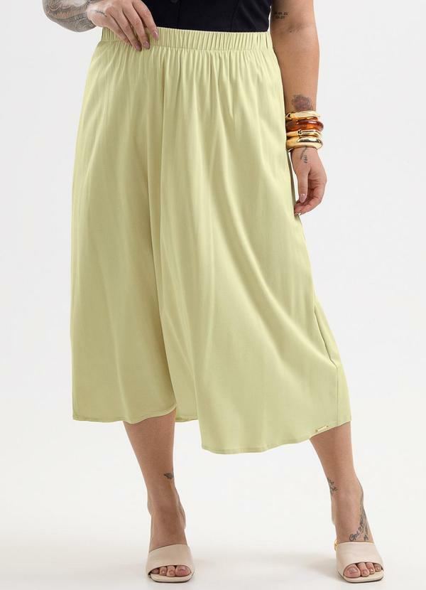 Saia Midi Plus Size em Viscose Amarelo