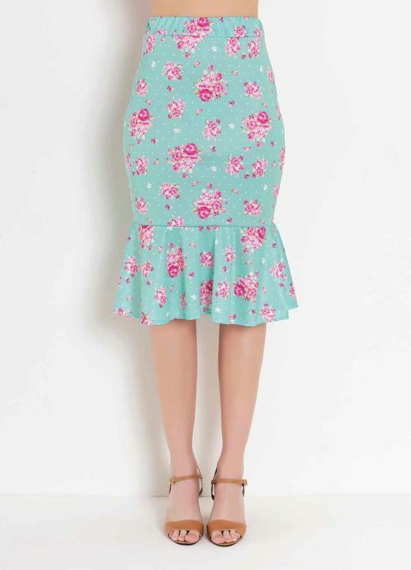 Vista 2 Saia Peplum Floral Verde Rosalie Rosalie