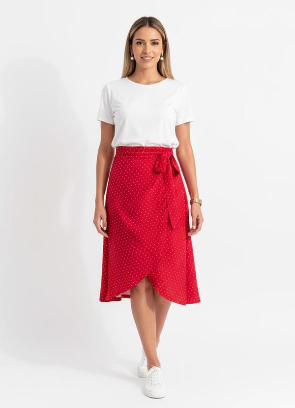 Saia Poá Vermelho em Malha Fria