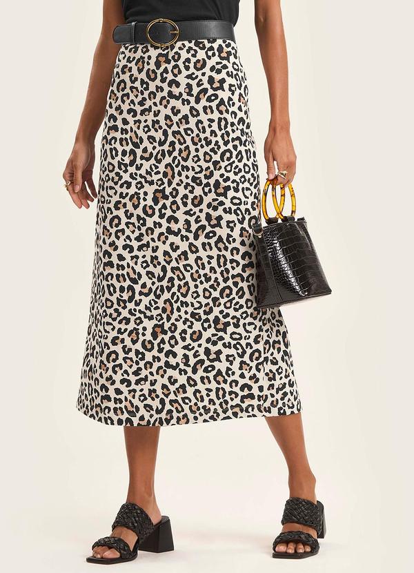 Vista 2 Saia Super Midi Feminina em Cotton Leve Bege Rovitex Rovitex
