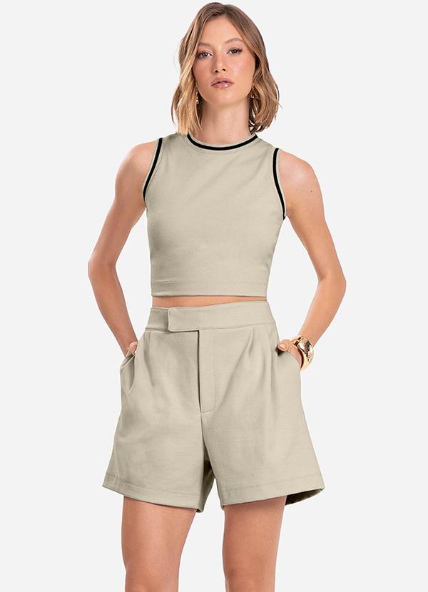 Conjunto Feminino Regata com Shorts Bege
