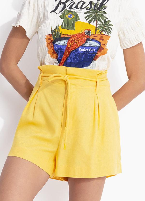 Short Clochard Linho Amarelo