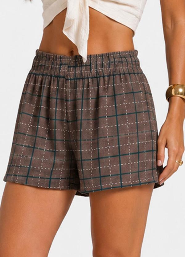 Short Feminino com Elástico no Cós Cinza