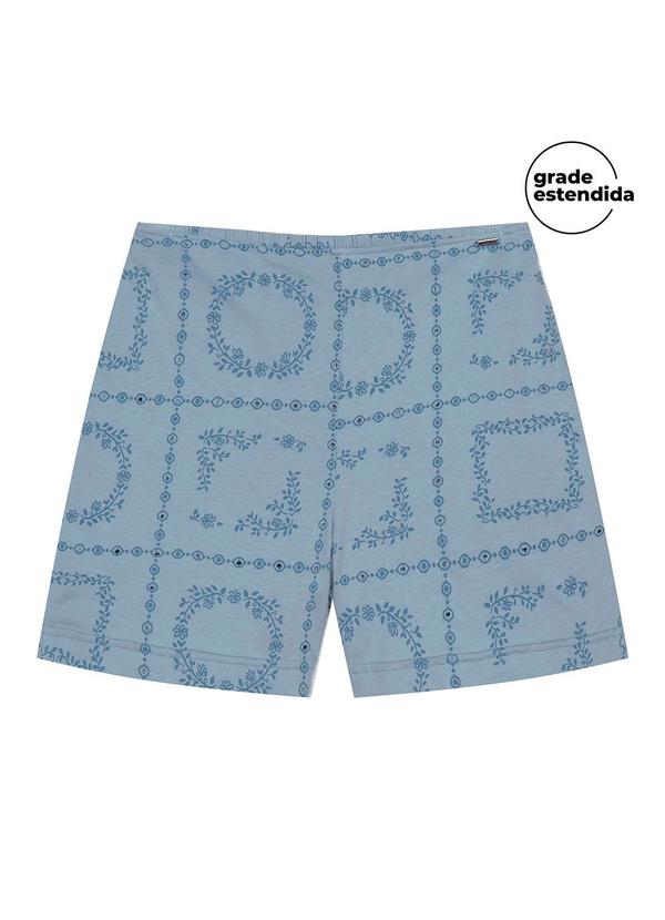 Short Feminino Floral Devorê Azul