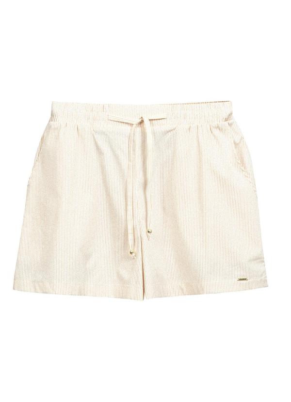 Short Feminino Listrado Bege