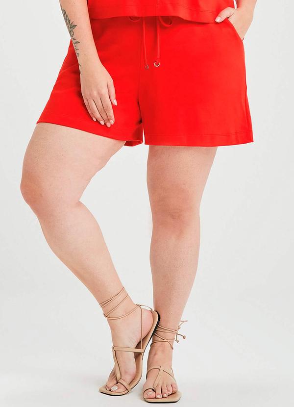 Short Feminino Moletom com Bolsos Vermelho
