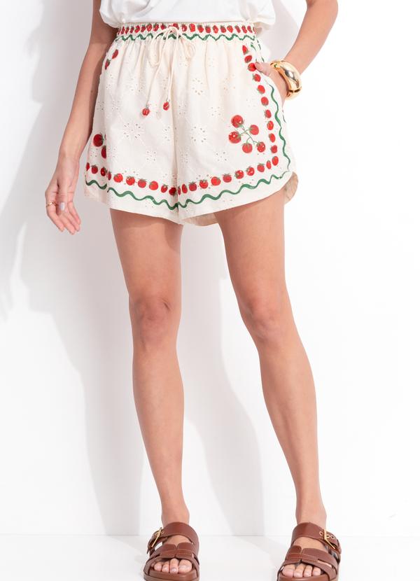 Short Lenço Tomatinhos Bege
