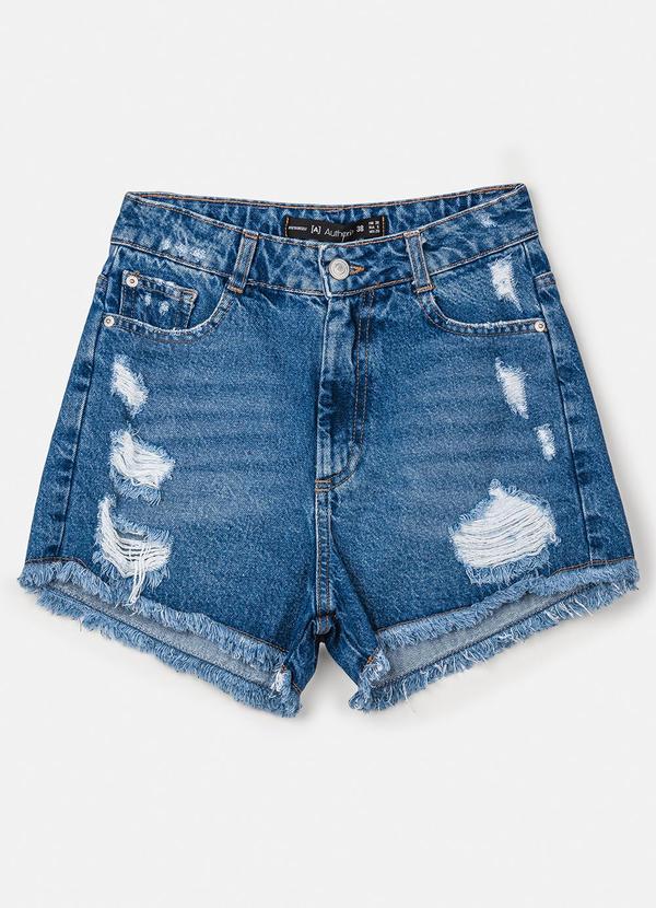 Short Trendy Jeans Desfiado Azul