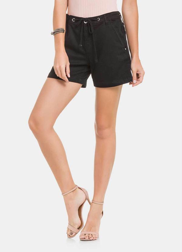 Shorts Boyfriend em Sarja com Elastano Preto
