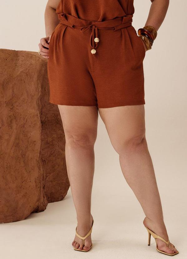 Shorts Clochard com Tunel e Amarração Marrom