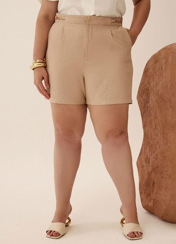 Shorts com Prega Femea e Cós Nude Rami