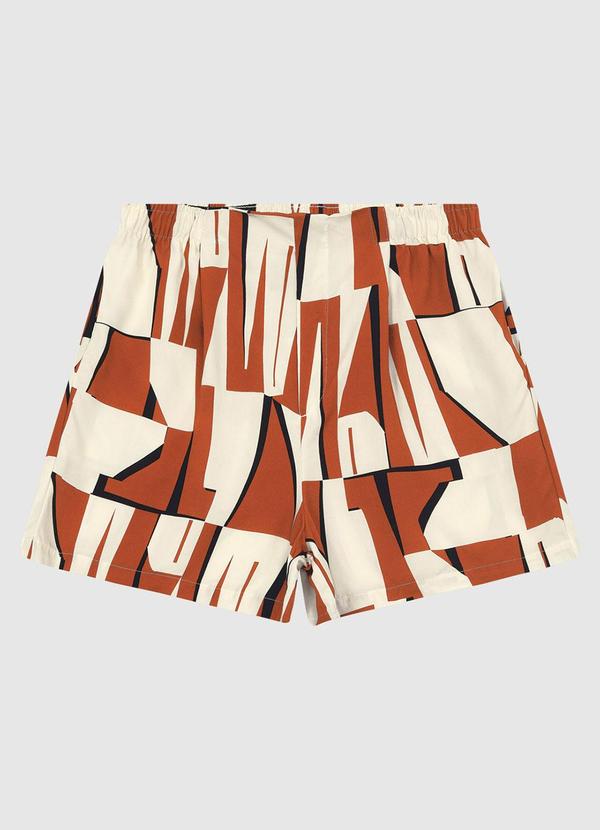 Shorts Comfort Viscose Geométrico Laranja