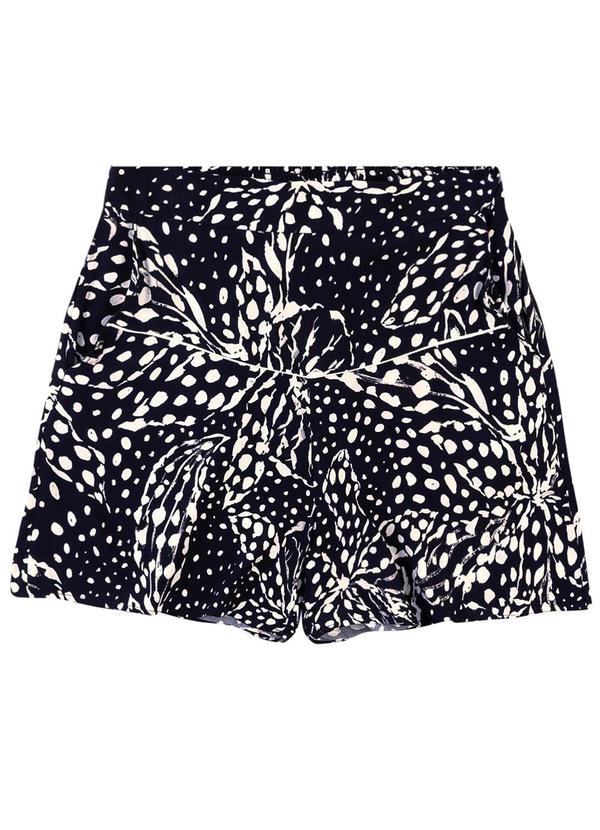 Shorts Evasê Floral com Pala Preto