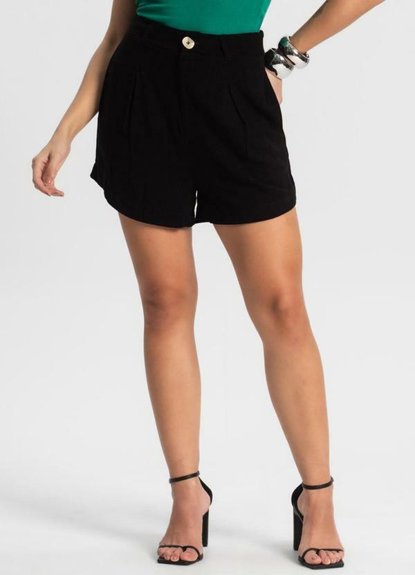 Shorts Feminino em Linho Preto