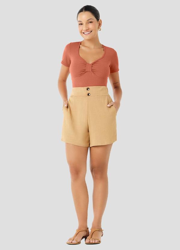 Shorts Feminino em Viscose com Elastano Amarelo