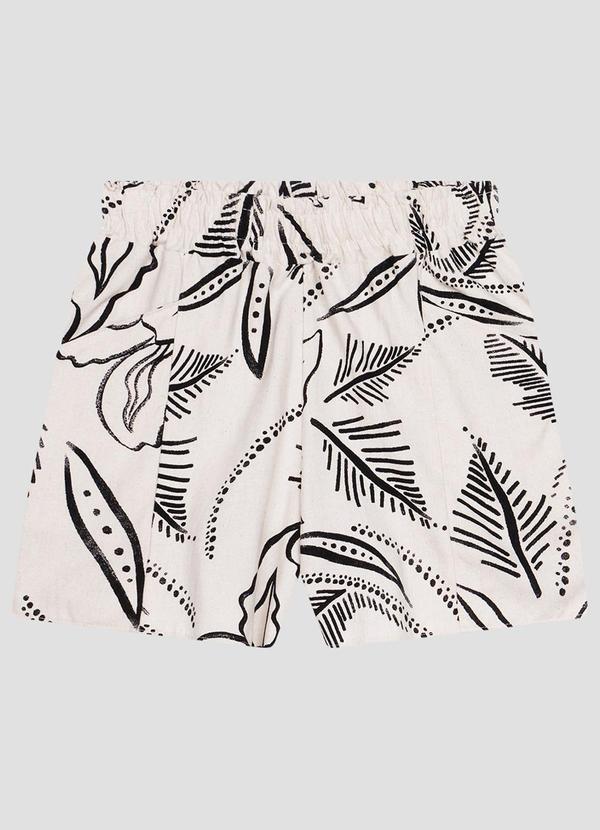 Shorts Feminino Linho Estampado Preto