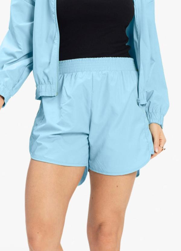 Shorts Feminino Running Tecido Corta Vento Azul