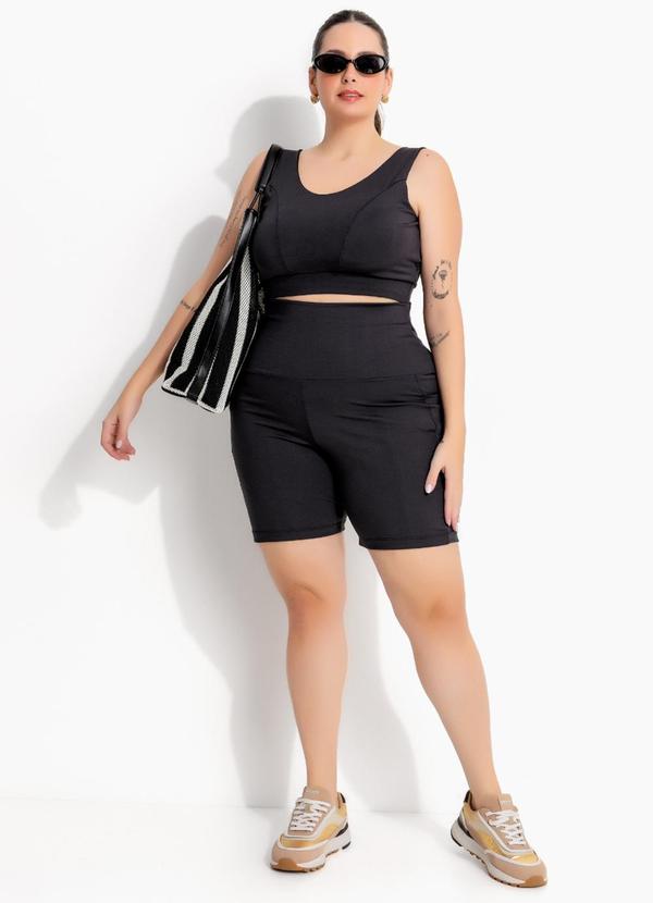 Shorts Fitness Preto em Malha Zero Transparência