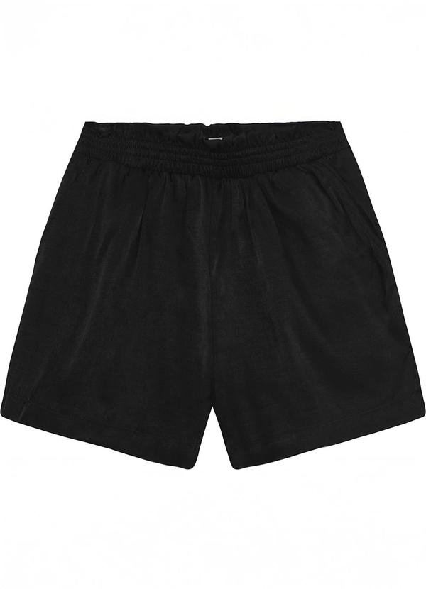 Shorts Juvenil Feminino em Slub Acetinado Preto