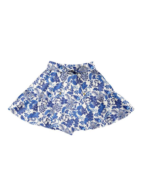 Shorts Viscose Estampada Azul