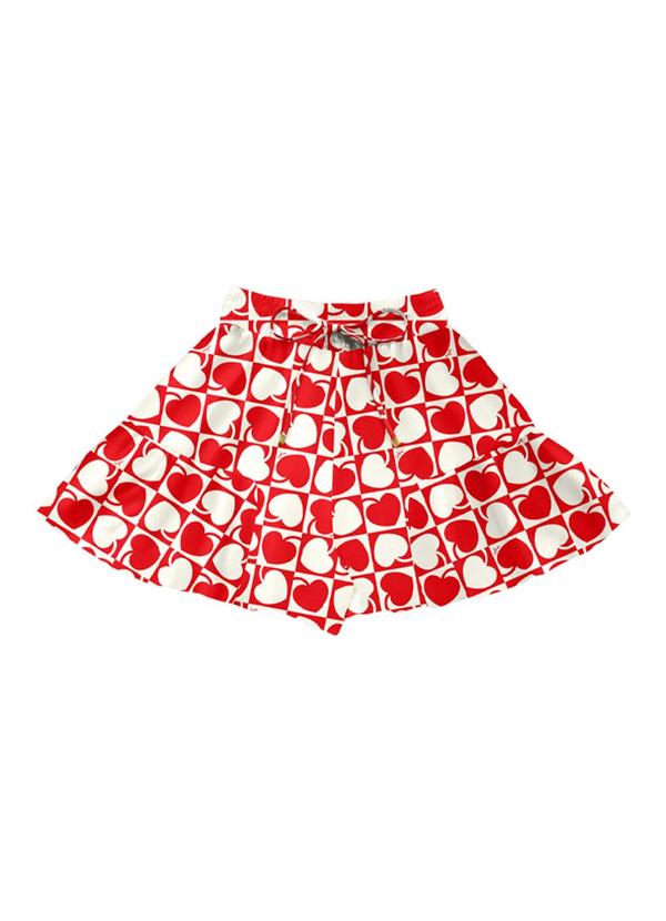 Shorts Viscose Estampada Vermelho