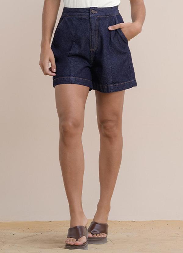 Shorts Alfaiataria Jeans Escuro
