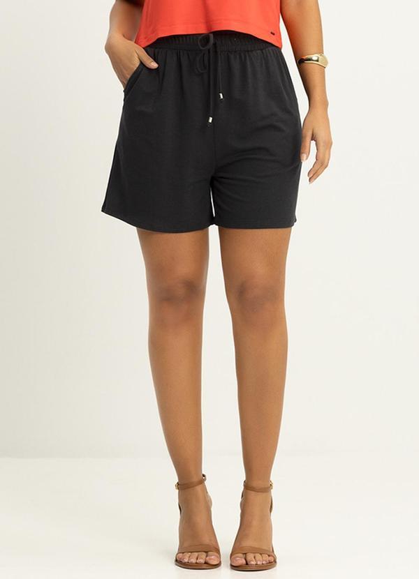 Shorts com Amarração Frontal Malha Viscose Preto