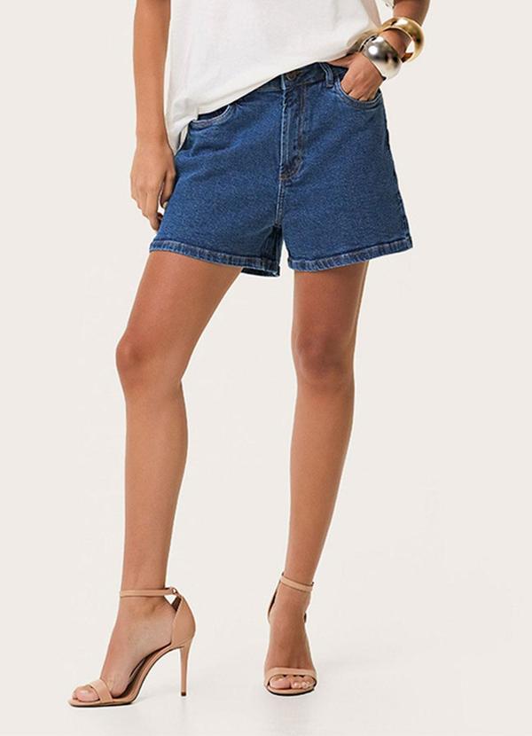 Shorts Mom Jeans Cintura Alta Azul