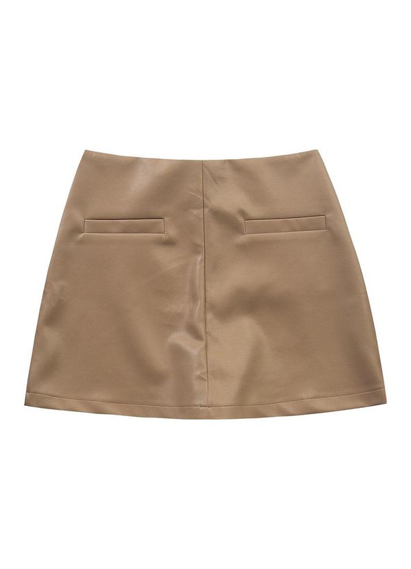 Short Saia de Couro Marrom