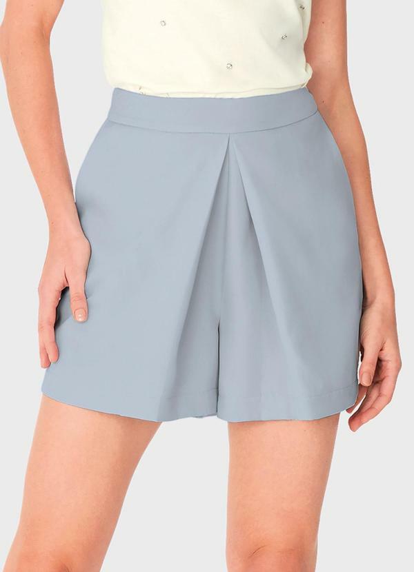 Shorts Saia Evasê Alfaiataria Azul Pastel