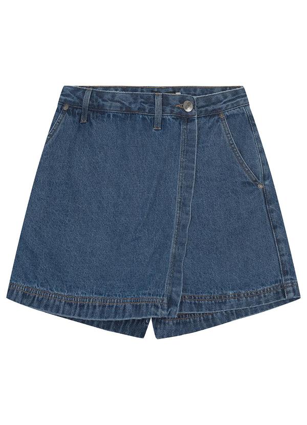 Shorts Saia Evasê Jeans Azul Claro