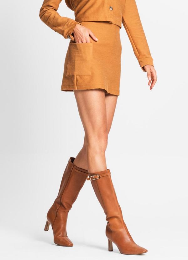 Shorts Saia Feminino em Moletinho Marrom