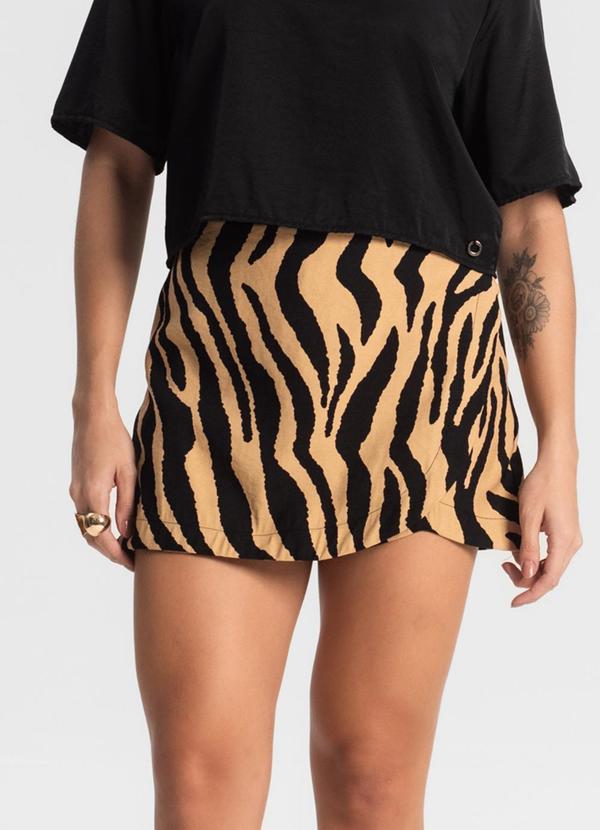 Shorts Saia Feminino Estampado Marrom