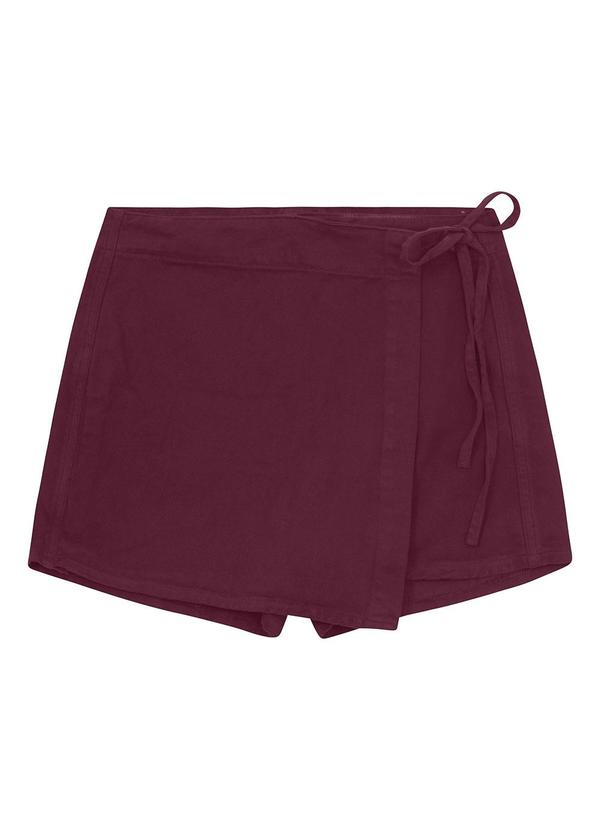 Shorts Saia Transpassado Amarração Bordô