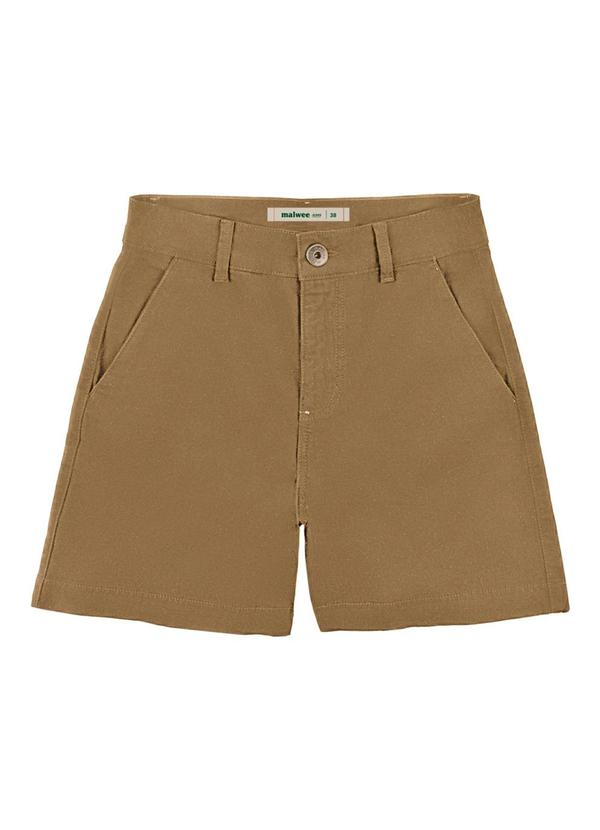 Shorts Alfaiataria Cintura Alta em Sarja Cáqui