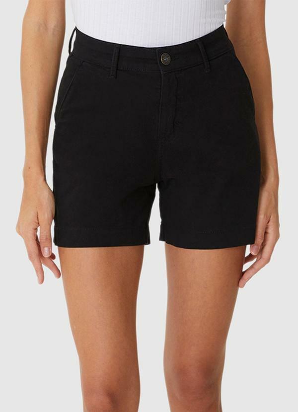 Shorts Alfaiataria Cintura Alta em Sarja Preto