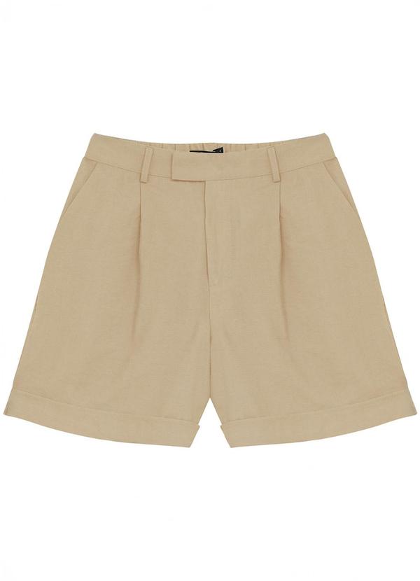 Shorts Alfaiataria com Pregas Areia