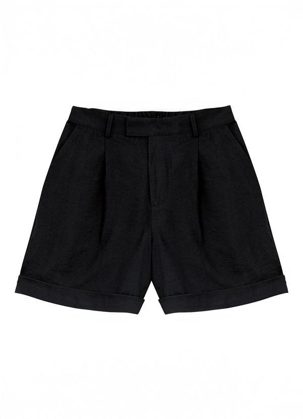 Shorts Alfaiataria com Pregas Preto