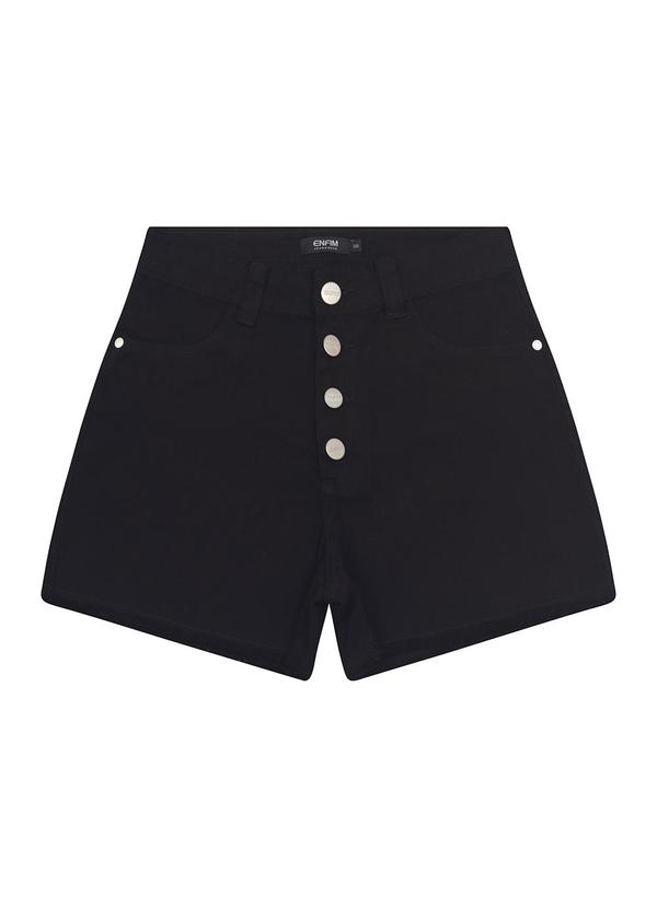 Shorts Mom Cintura Alta Sarja Preto