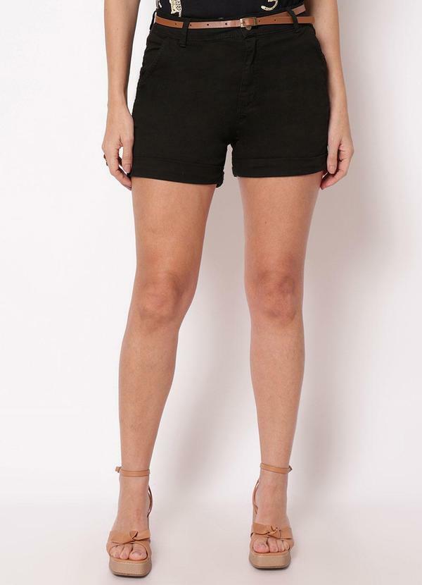 Shorts Sarja Feminino Cinto Preto